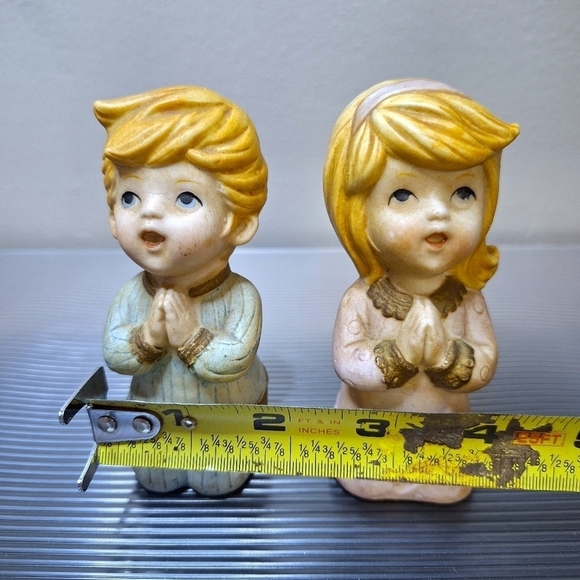 Homco Vintage Boy & Girl Blonde Hair Kneeling Praying Ceramic Figurine Decor - Picture 9 of 12